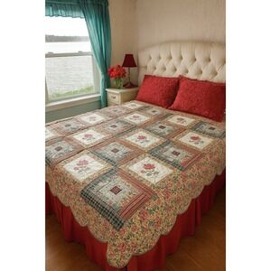 Quilt ROSES CROSS‎ STICHED BLOOMING ROSE GARDEN #78